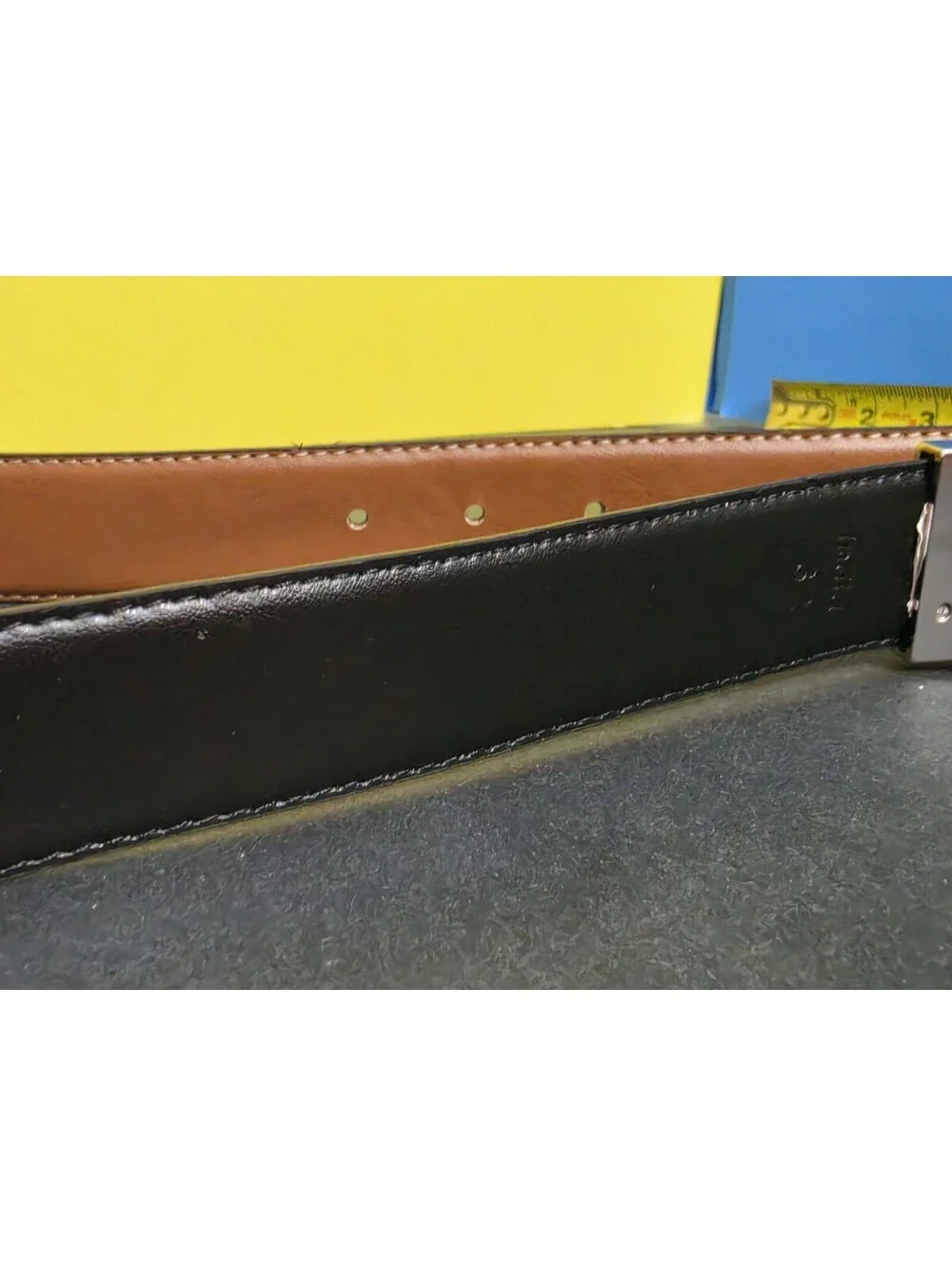 Steve Madden Leather Reversable Belt Black Brown Silvertone Buckle Size 32